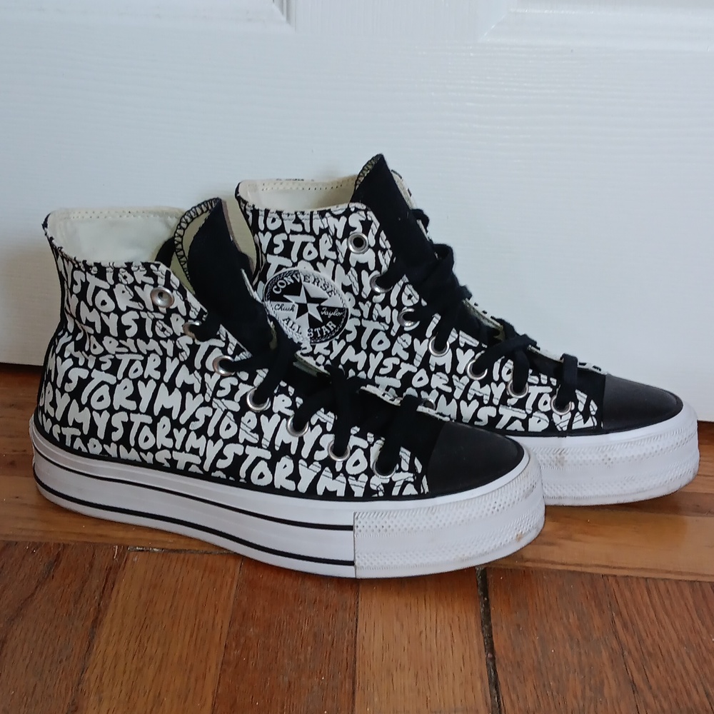Converse MYSTORY platform black and white high top chucks